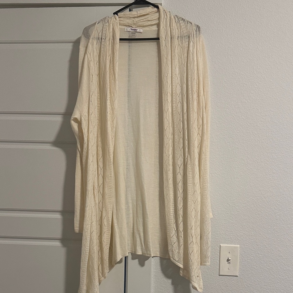 TanJay Cream Open-Front Cardigan